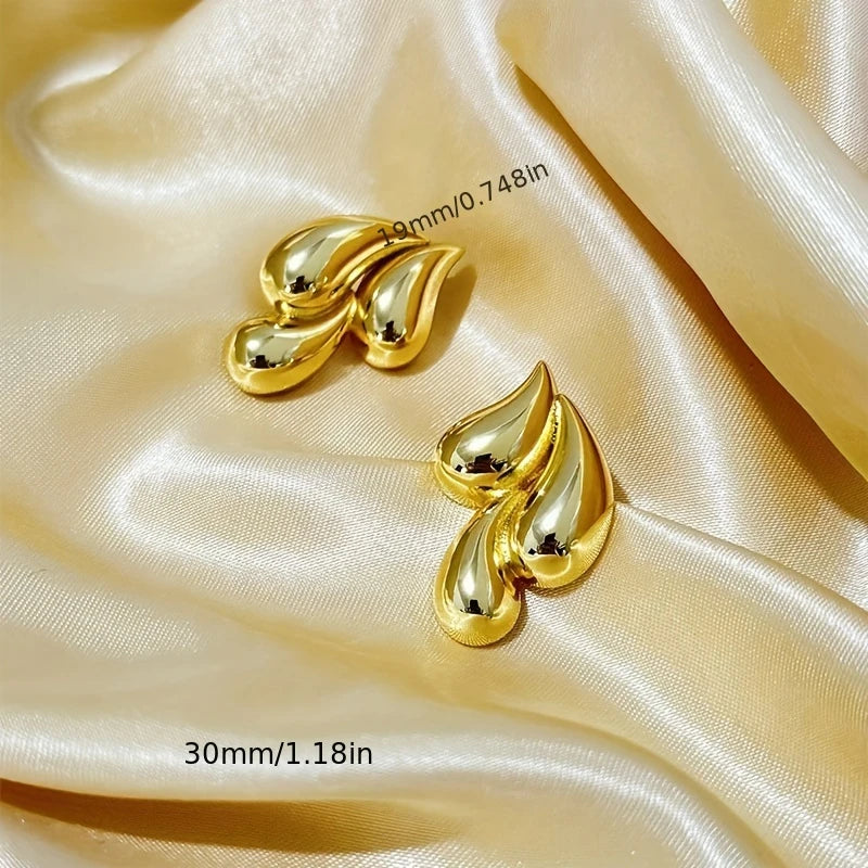 1 Paire de Boucles d'Oreilles en Acier Inoxydable à Trois Gouttes d'Eau