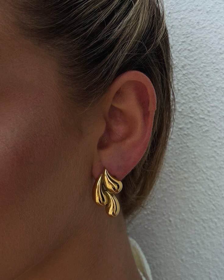 1 Paire de Boucles d'Oreilles en Acier Inoxydable à Trois Gouttes d'Eau